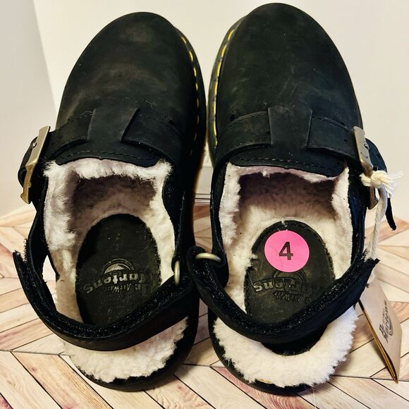Dr Martens Jorge II Faux Fur Lined Slingback Mules M 4 W 5 Black Leather - Picture 4 of 7